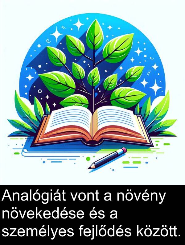 személyes: Analógiát vont a növény növekedése és a személyes fejlődés között.