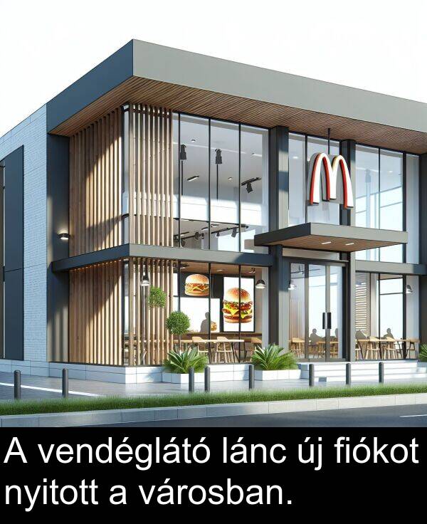 vendéglátó: A vendéglátó lánc új fiókot nyitott a városban.