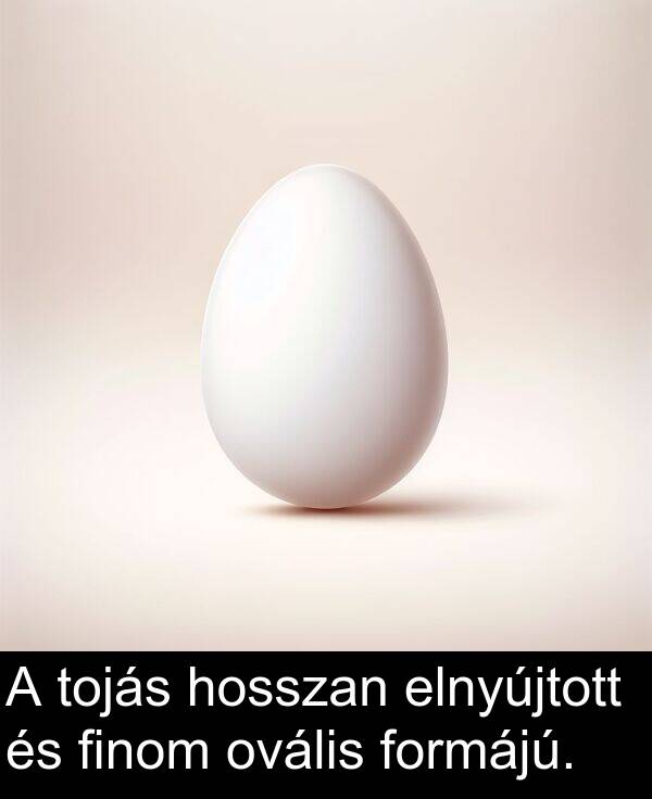 hosszan: A tojás hosszan elnyújtott és finom ovális formájú.