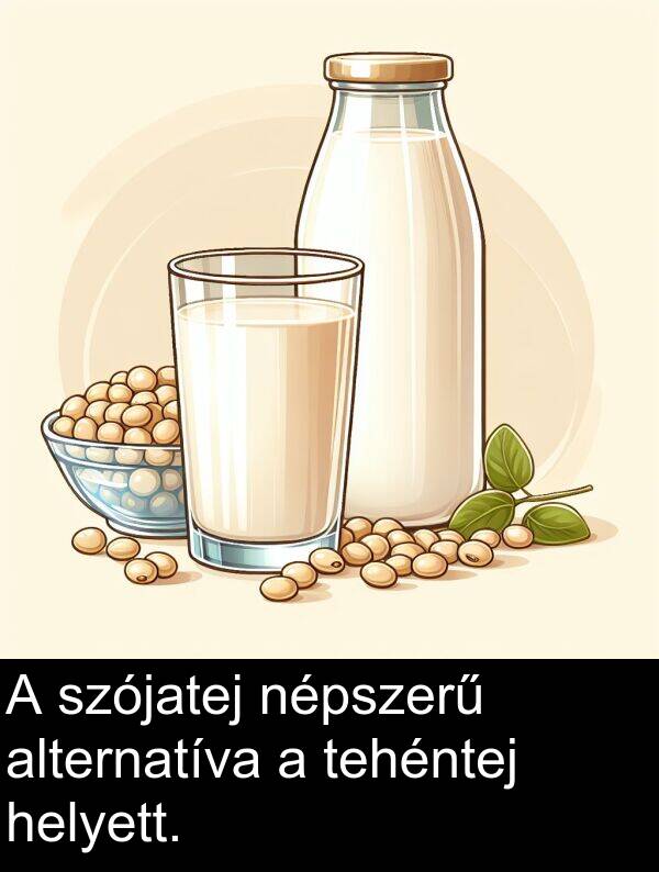 helyett: A szójatej népszerű alternatíva a tehéntej helyett.