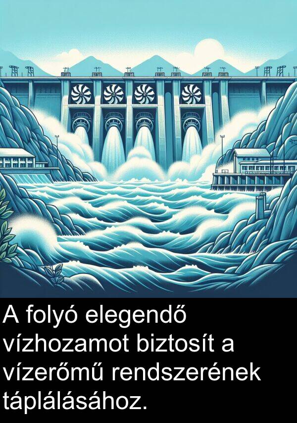 rendszerének: A folyó elegendő vízhozamot biztosít a vízerőmű rendszerének táplálásához.