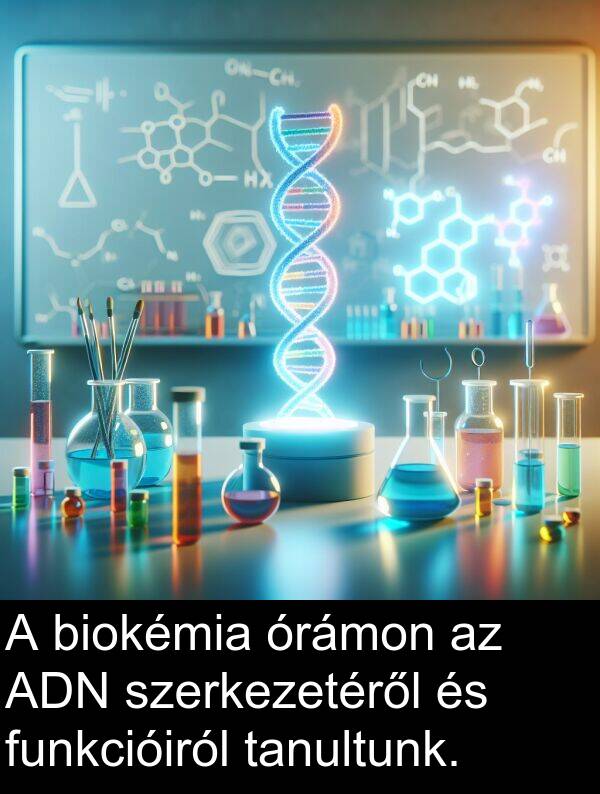 szerkezetéről: A biokémia órámon az ADN szerkezetéről és funkcióiról tanultunk.