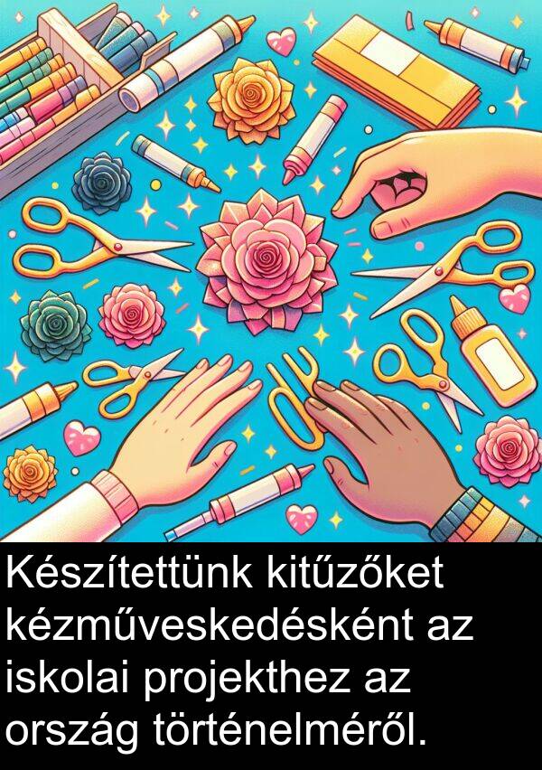 ország: Készítettünk kitűzőket kézműveskedésként az iskolai projekthez az ország történelméről.