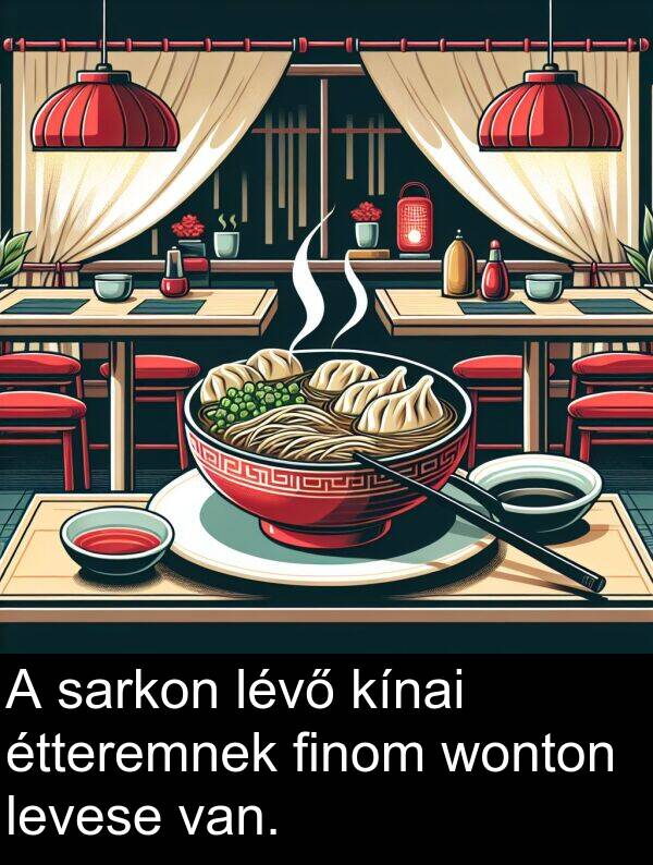 sarkon: A sarkon lévő kínai étteremnek finom wonton levese van.