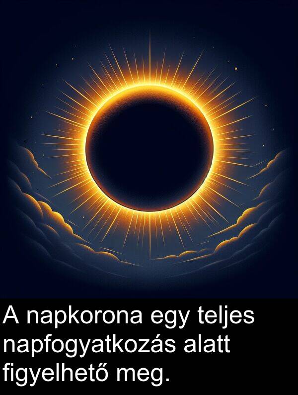 napkorona: A napkorona egy teljes napfogyatkozás alatt figyelhető meg.