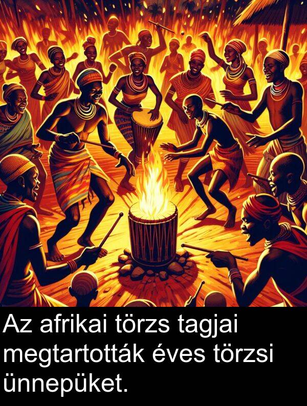 tagjai: Az afrikai törzs tagjai megtartották éves törzsi ünnepüket.