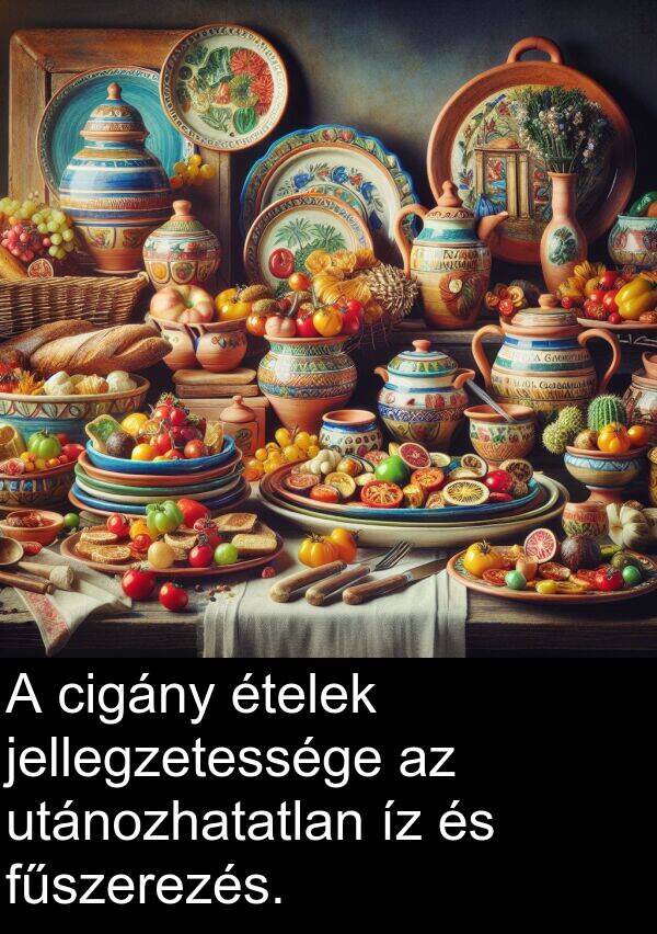 cigány: A cigány ételek jellegzetessége az utánozhatatlan íz és fűszerezés.