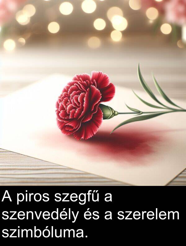 piros: A piros szegfű a szenvedély és a szerelem szimbóluma.