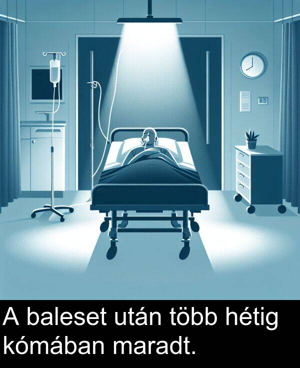 után: A baleset után több hétig kómában maradt.