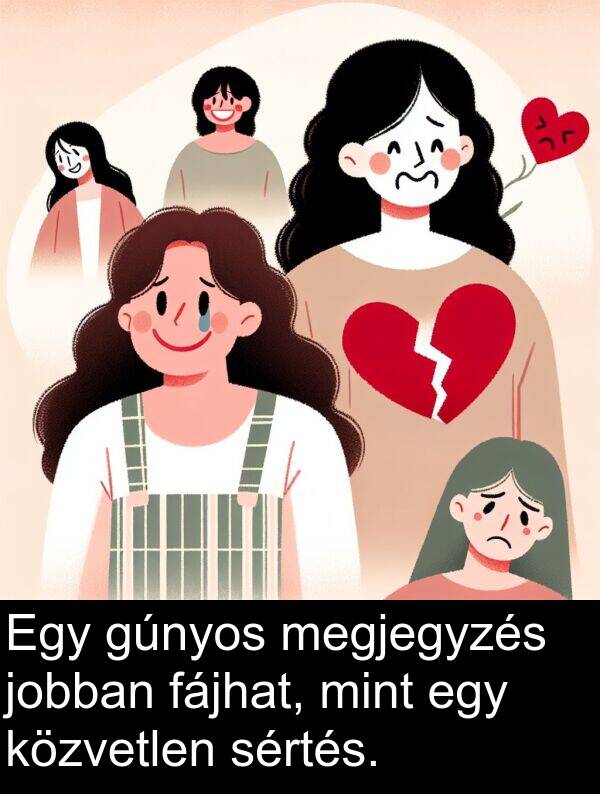 mint: Egy gúnyos megjegyzés jobban fájhat, mint egy közvetlen sértés.