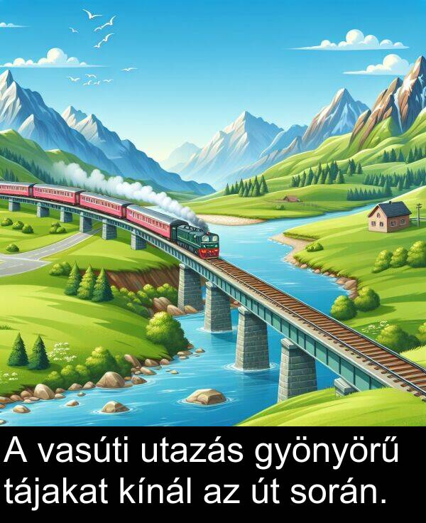 utazás: A vasúti utazás gyönyörű tájakat kínál az út során.