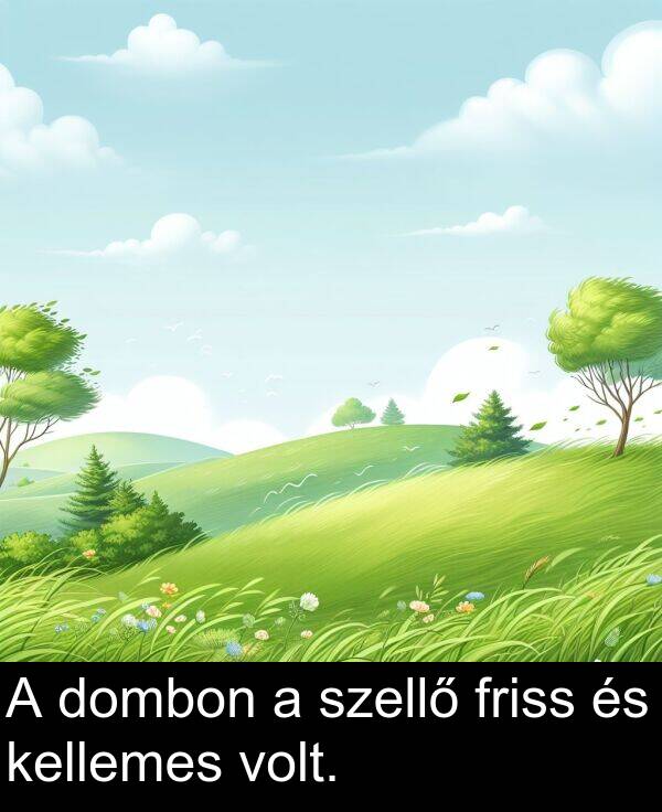 dombon: A dombon a szellő friss és kellemes volt.