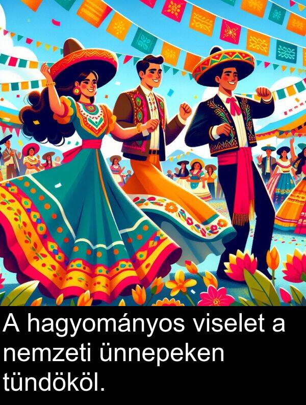 viselet: A hagyományos viselet a nemzeti ünnepeken tündököl.