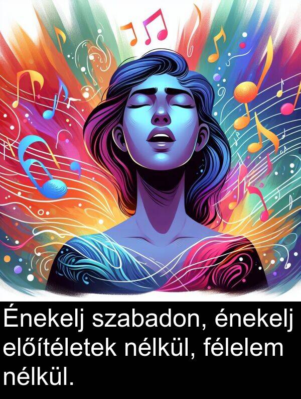 szabadon: Énekelj szabadon, énekelj előítéletek nélkül, félelem nélkül.