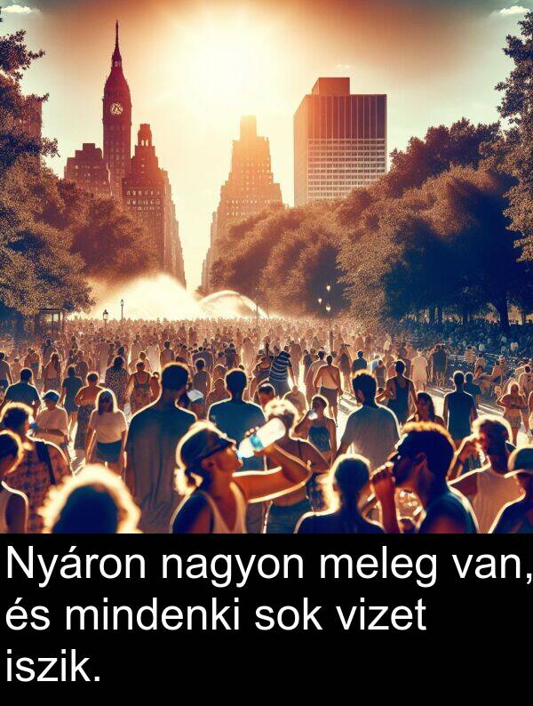 mindenki: Nyáron nagyon meleg van, és mindenki sok vizet iszik.