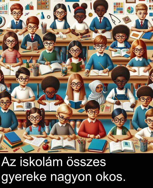 nagyon: Az iskolám összes gyereke nagyon okos.