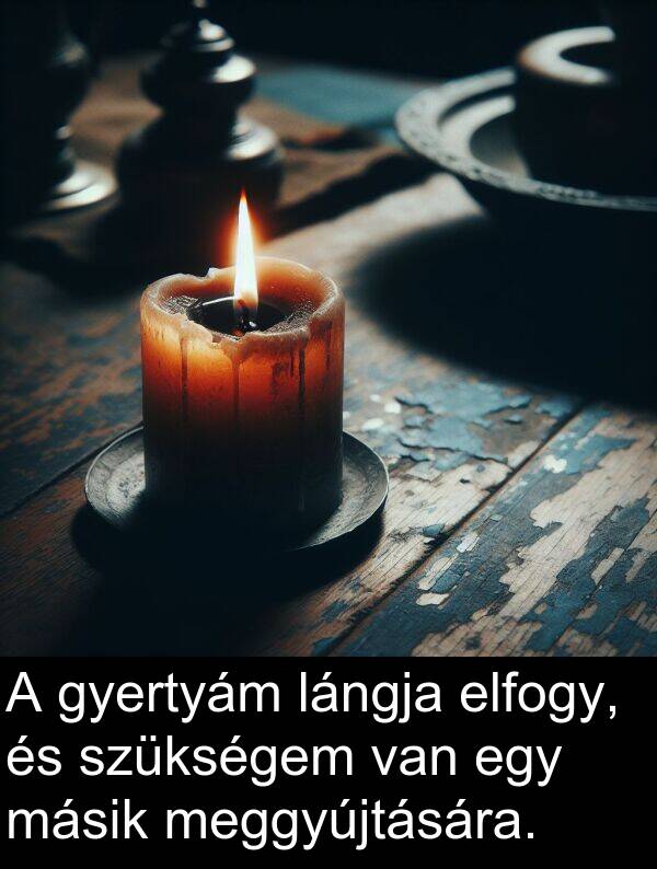 meggyújtására: A gyertyám lángja elfogy, és szükségem van egy másik meggyújtására.