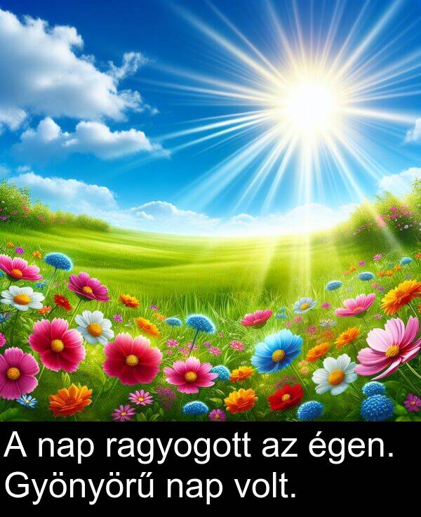 ragyogott: A nap ragyogott az égen. Gyönyörű nap volt.