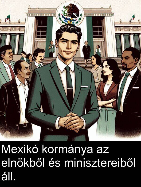 minisztereiből: Mexikó kormánya az elnökből és minisztereiből áll.
