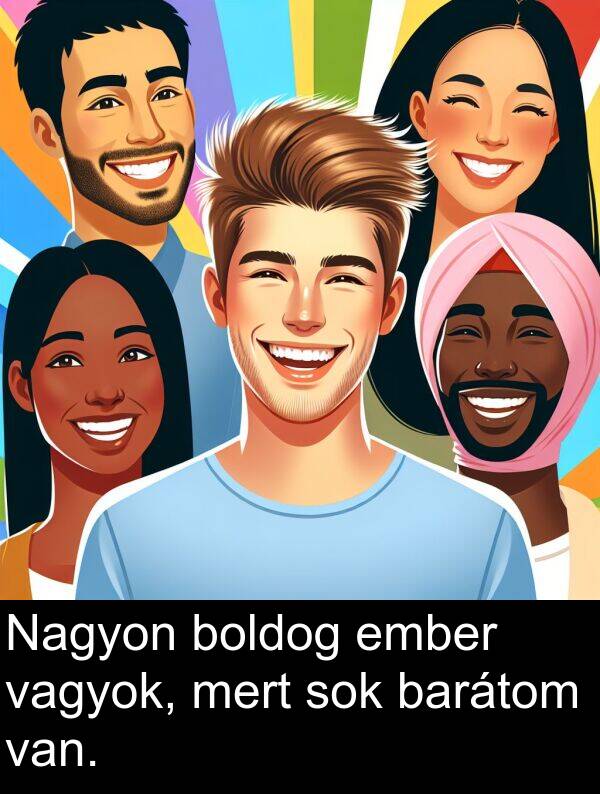 vagyok: Nagyon boldog ember vagyok, mert sok barátom van.