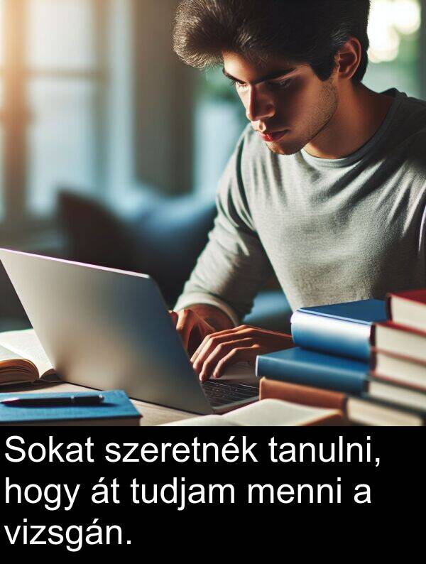 szeretnék: Sokat szeretnék tanulni, hogy át tudjam menni a vizsgán.