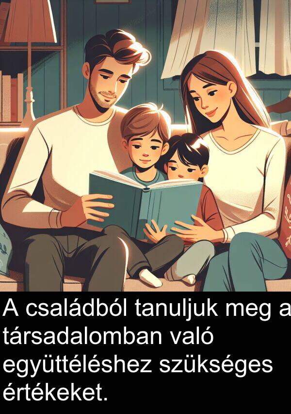 családból: A családból tanuljuk meg a társadalomban való együttéléshez szükséges értékeket.