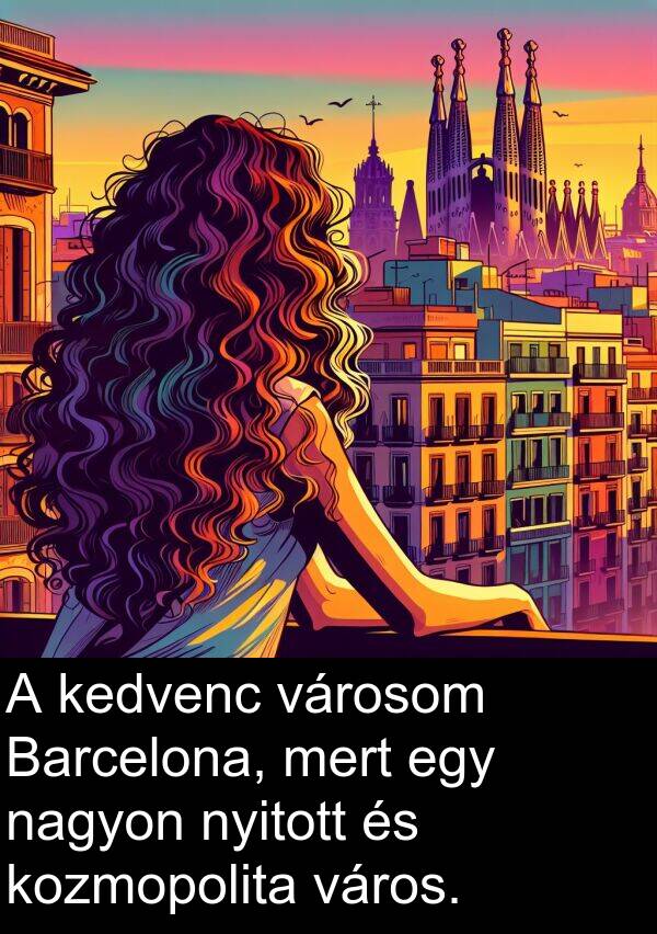 mert: A kedvenc városom Barcelona, mert egy nagyon nyitott és kozmopolita város.