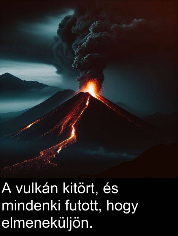 mindenki: A vulkán kitört, és mindenki futott, hogy elmeneküljön.