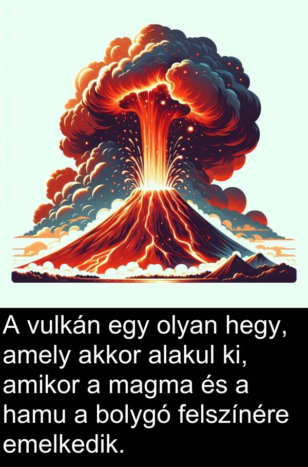 magma: A vulkán egy olyan hegy, amely akkor alakul ki, amikor a magma és a hamu a bolygó felszínére emelkedik.