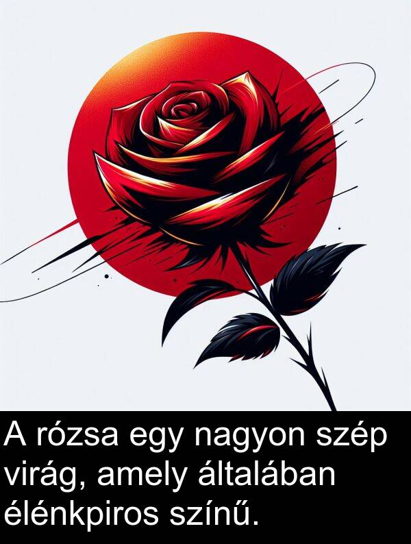 színű: A rózsa egy nagyon szép virág, amely általában élénkpiros színű.