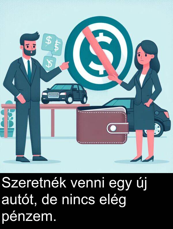 pénzem: Szeretnék venni egy új autót, de nincs elég pénzem.