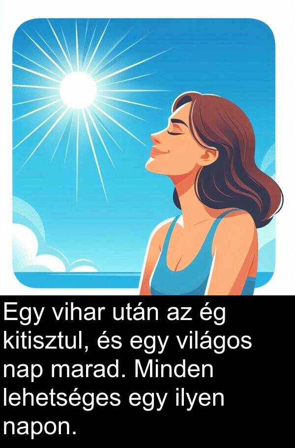 napon: Egy vihar után az ég kitisztul, és egy világos nap marad. Minden lehetséges egy ilyen napon.