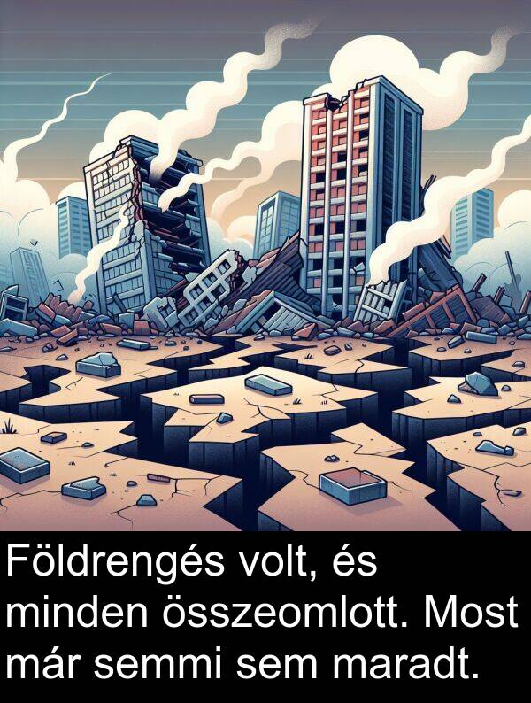 összeomlott: Földrengés volt, és minden összeomlott. Most már semmi sem maradt.