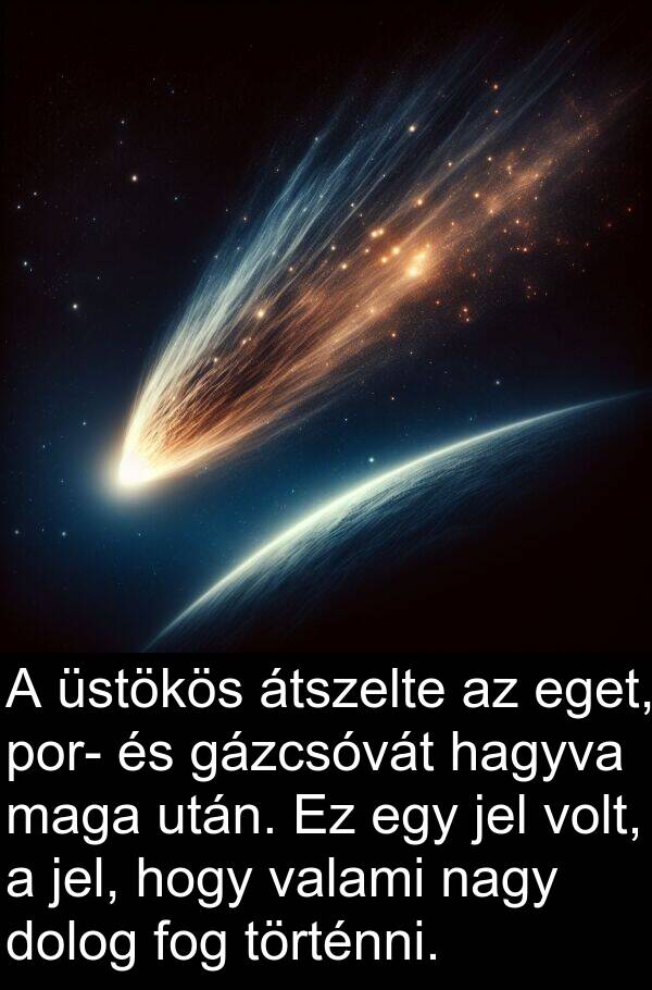 hagyva: A üstökös átszelte az eget, por- és gázcsóvát hagyva maga után. Ez egy jel volt, a jel, hogy valami nagy dolog fog történni.