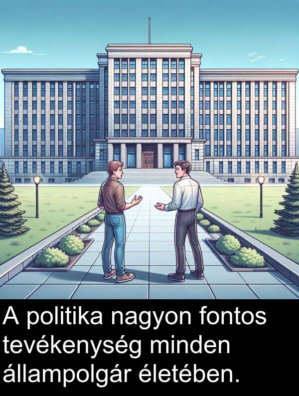 politika: A politika nagyon fontos tevékenység minden állampolgár életében.