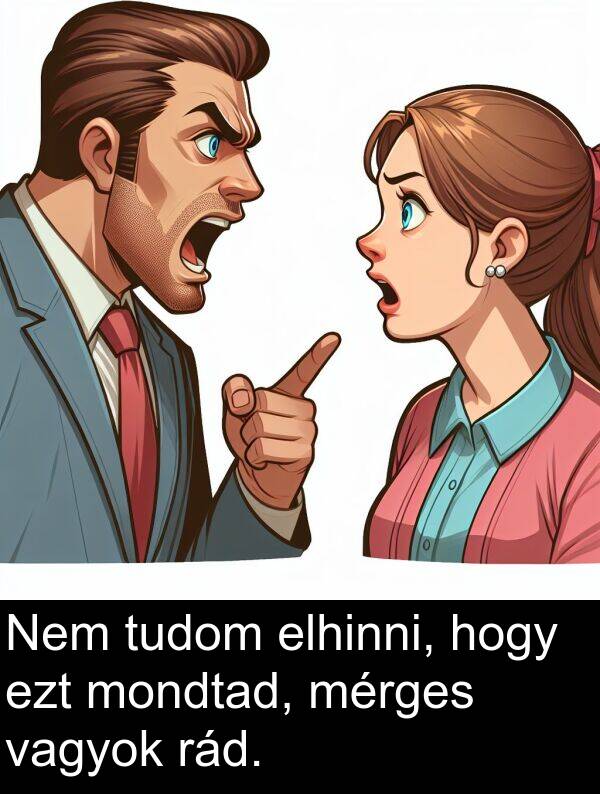 rád: Nem tudom elhinni, hogy ezt mondtad, mérges vagyok rád.