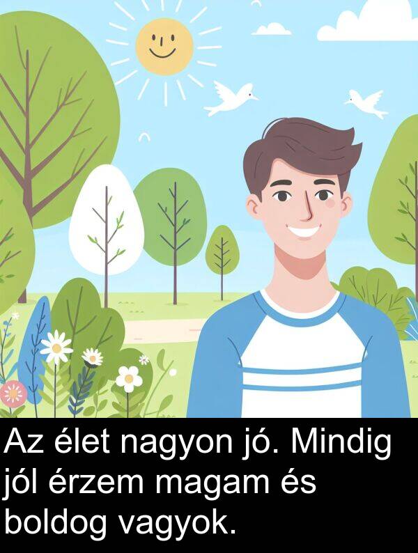 magam: Az élet nagyon jó. Mindig jól érzem magam és boldog vagyok.