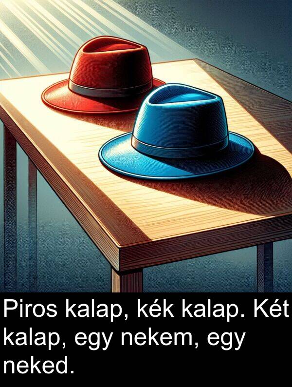 neked: Piros kalap, kék kalap. Két kalap, egy nekem, egy neked.