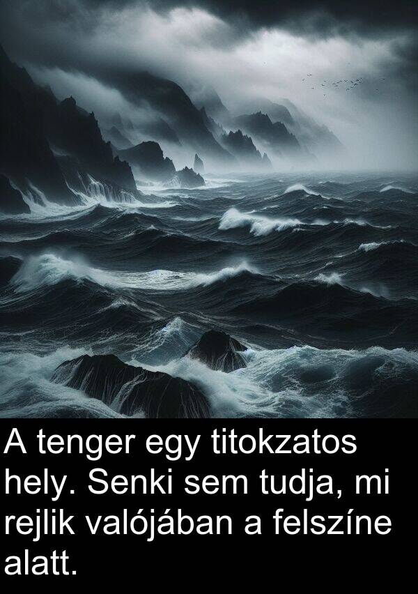 titokzatos: A tenger egy titokzatos hely. Senki sem tudja, mi rejlik valójában a felszíne alatt.