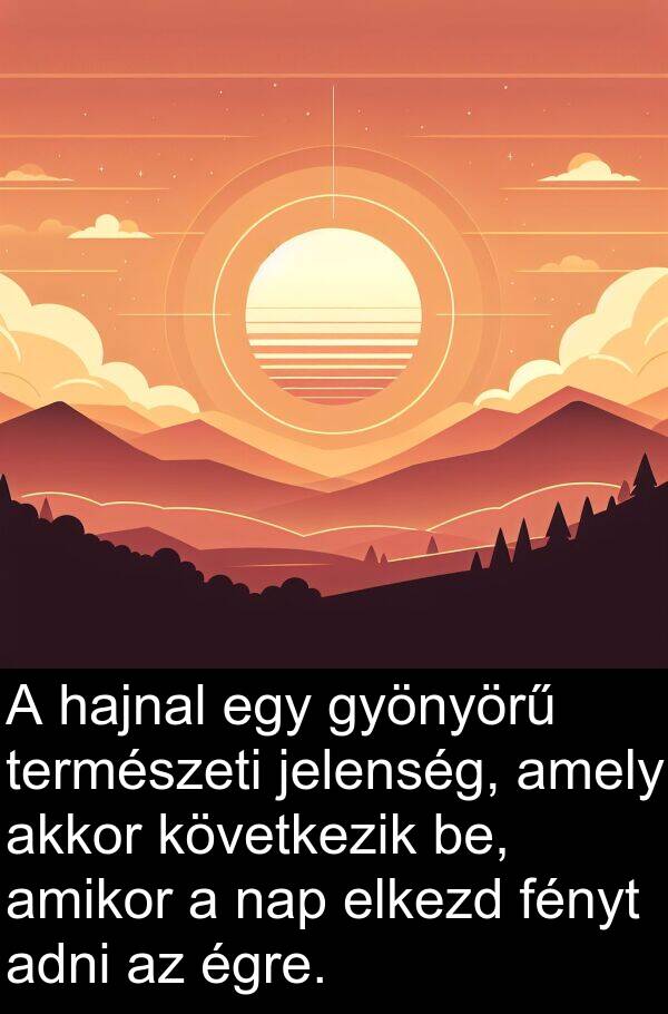 adni: A hajnal egy gyönyörű természeti jelenség, amely akkor következik be, amikor a nap elkezd fényt adni az égre.