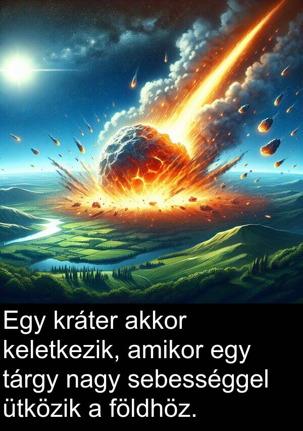 sebességgel: Egy kráter akkor keletkezik, amikor egy tárgy nagy sebességgel ütközik a földhöz.