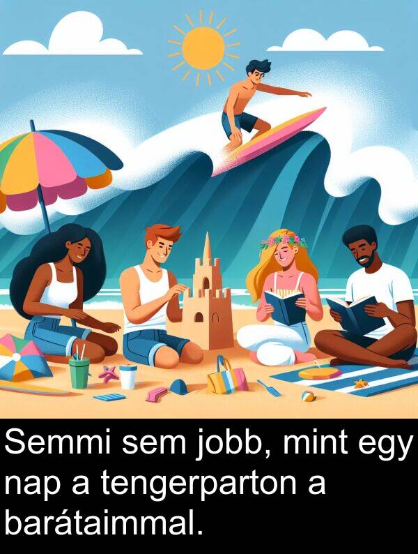 mint: Semmi sem jobb, mint egy nap a tengerparton a barátaimmal.
