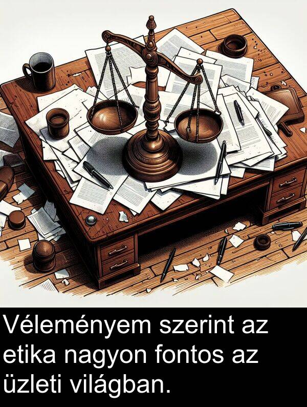szerint: Véleményem szerint az etika nagyon fontos az üzleti világban.