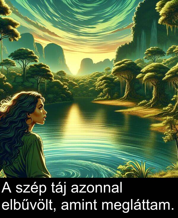 táj: A szép táj azonnal elbűvölt, amint megláttam.