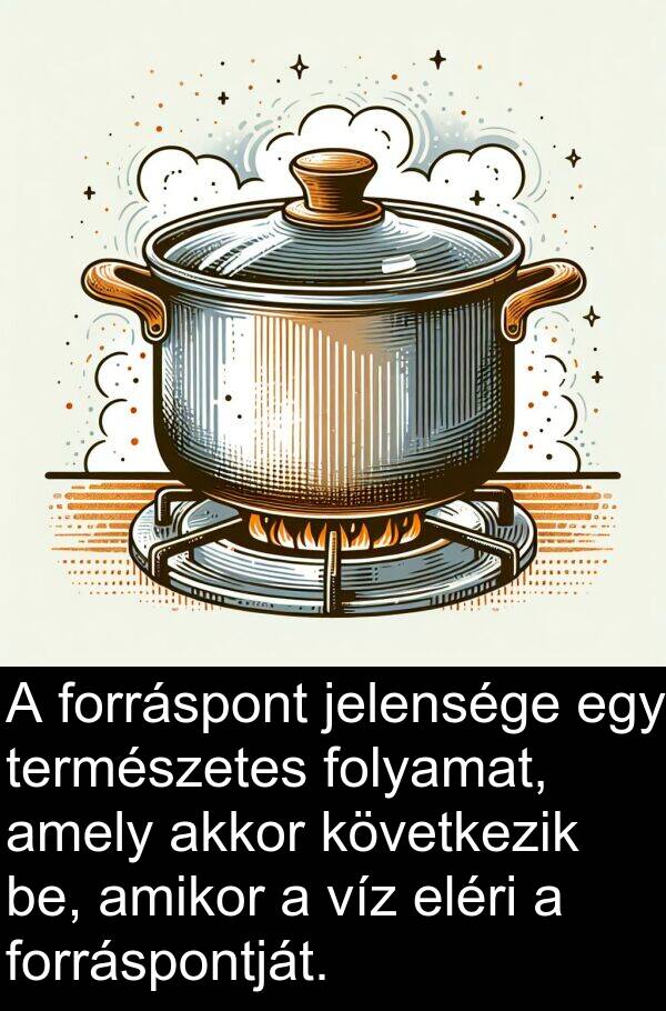 akkor: A forráspont jelensége egy természetes folyamat, amely akkor következik be, amikor a víz eléri a forráspontját.