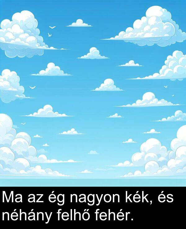 fehér: Ma az ég nagyon kék, és néhány felhő fehér.
