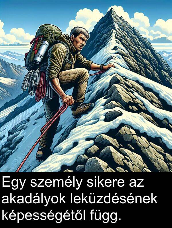 sikere: Egy személy sikere az akadályok leküzdésének képességétől függ.