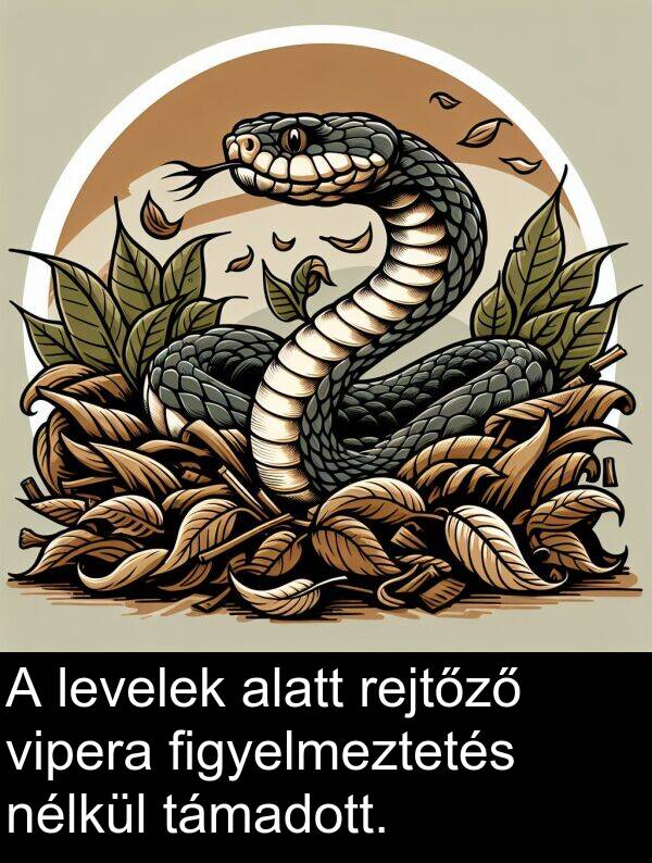 vipera: A levelek alatt rejtőző vipera figyelmeztetés nélkül támadott.