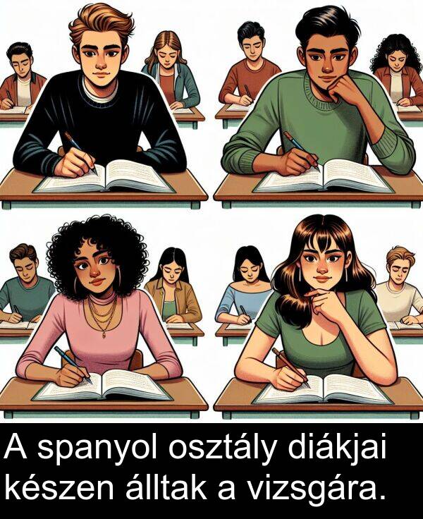 diákjai: A spanyol osztály diákjai készen álltak a vizsgára.