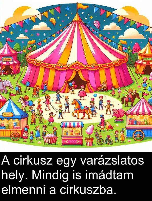 cirkuszba: A cirkusz egy varázslatos hely. Mindig is imádtam elmenni a cirkuszba.